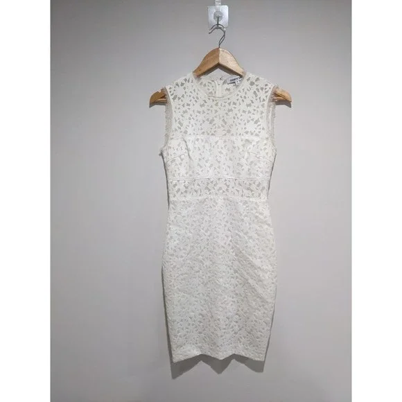 Elizabeth and James White Levine Laser Cut Dress Size 6 - Picture 3 of 8